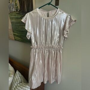 Crewcuts Shimmery Rose Metallic Pleated Dress size 12 EUC